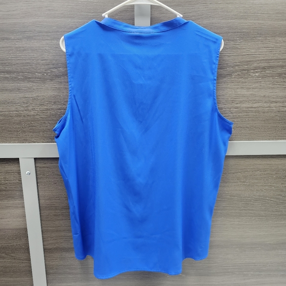 Calvin Klein NWT women's blue pleated V neck sleeveless blouse sz XL - Picture 5 of 6